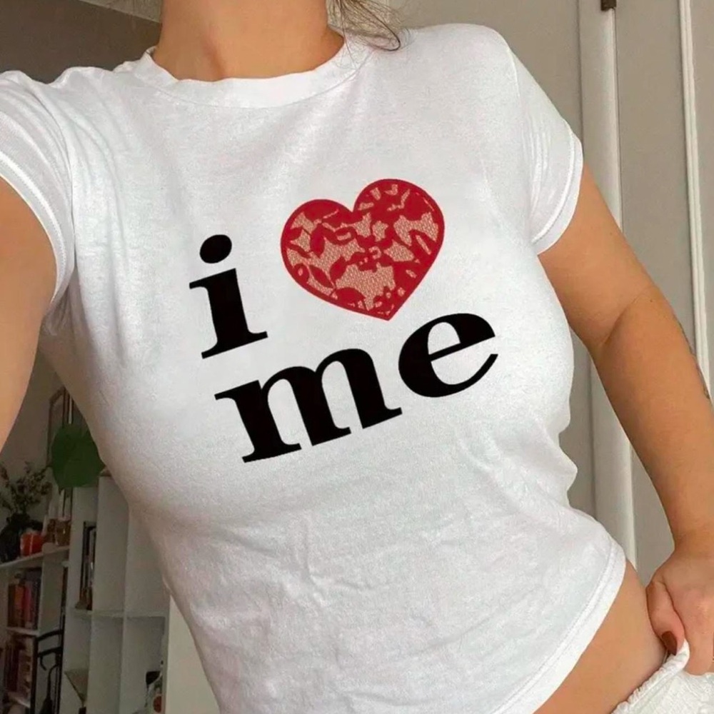 White 'I Love Me' Graphic Tee